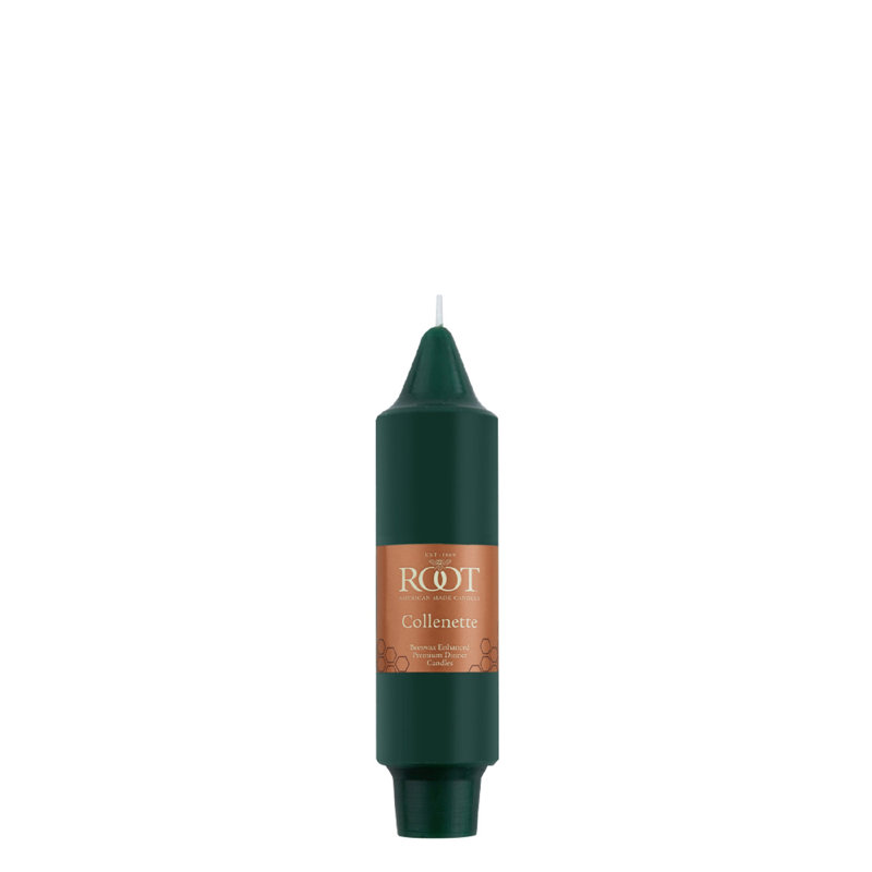 Smooth Collenette Unscented Taper Candle, Dark Green, 5" H x 1.25" W x 1.25" D