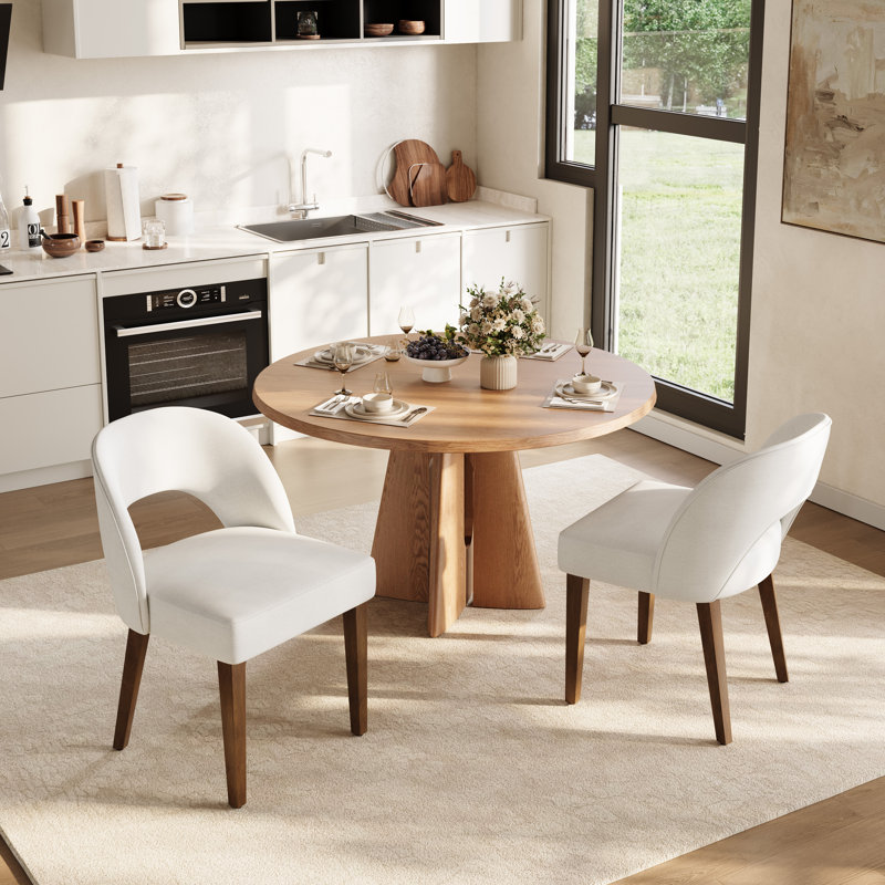 Ensemble de 2 chaises de salle à manger rembourrées en chenille Modern Farmhouse