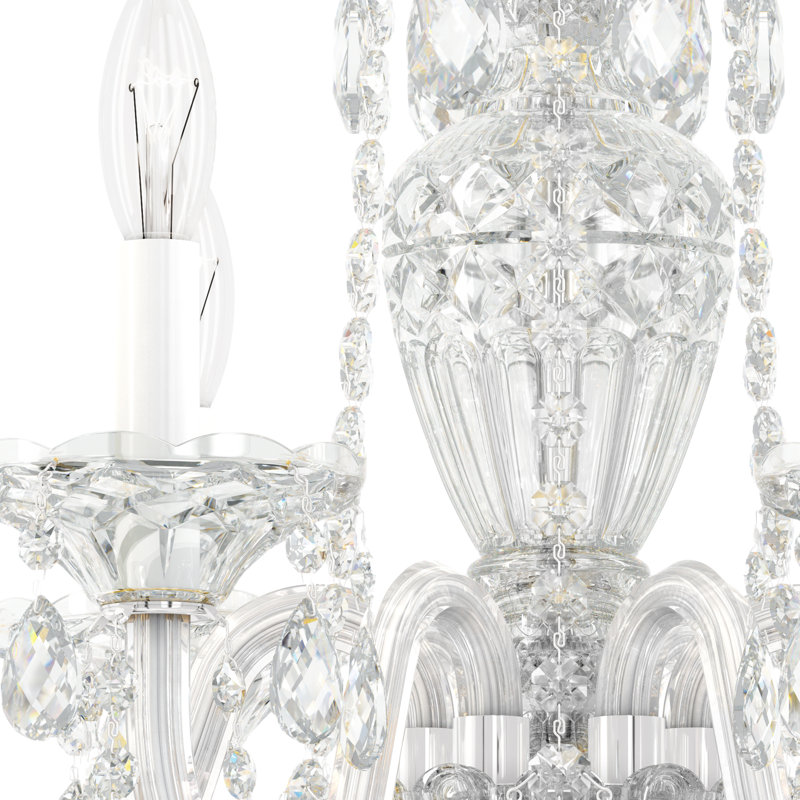 Sterling 6 - Light Glass Classic / Traditional Chandelier, Silver / Spectra Crystal Clear