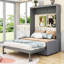 Lit escamotable en bois avec coussin-106445657-106445658