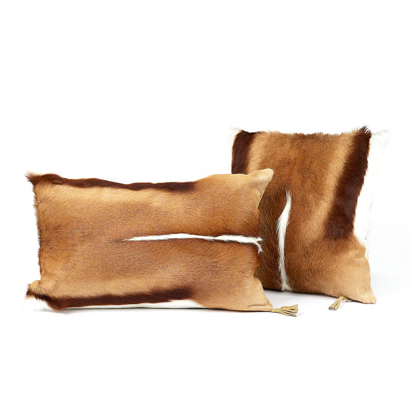 Coussin AFRICAN, H 16 po x l 24 po, Brun clair / blanc / brun