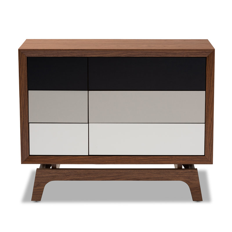 Commode à six tiroirs en bois manufacturé Kinsella, H 31,53 po x l 39,21 po x P 16,19 po