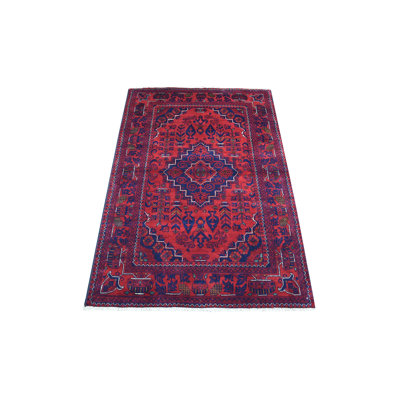 One-of-a-Kind Rectangle 3'3" X 4'8" New Age Wool Area Rug in Red