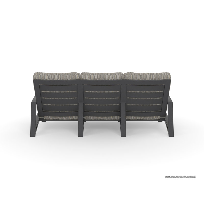Arc Outdoor 3 - Seat Patio Sofa, Carbon Black, Surpass Stone