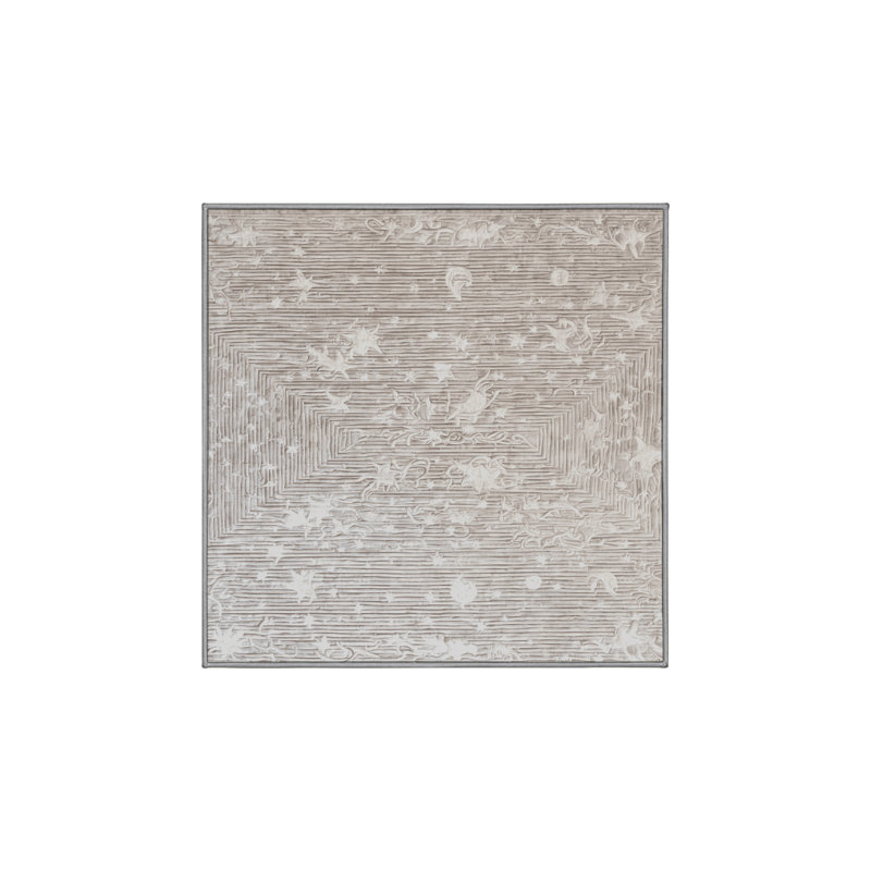 Machine Washable Gray Area Rug, Square 5'