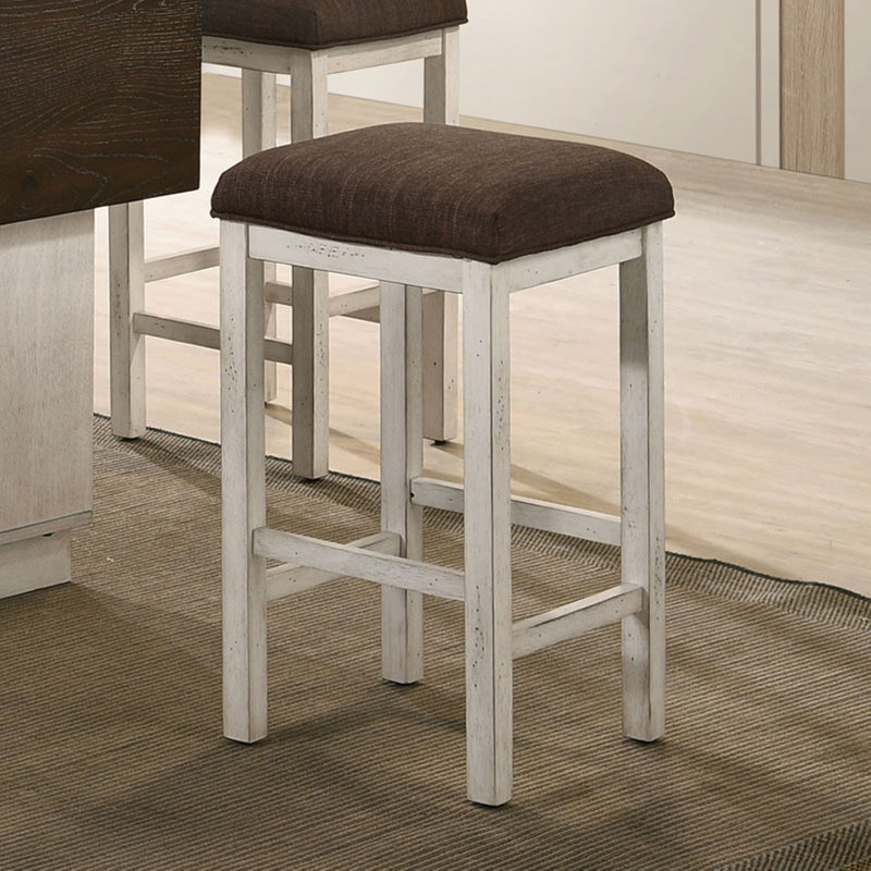 Lumora 26 In. H Chestnut/brown Wood Backless Counter Stool With Upholstered Fabric Seat (set Of 2)