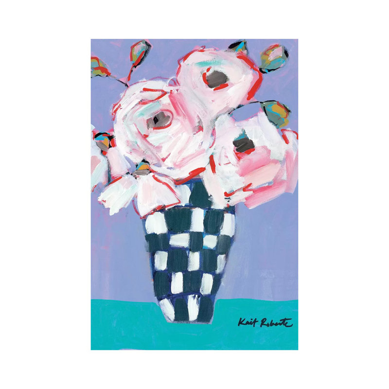 Bouquet on Cornflower and Jade 1 Piece Wrapped Canvas Wall Art, 45.72cm H x 30.48cm W