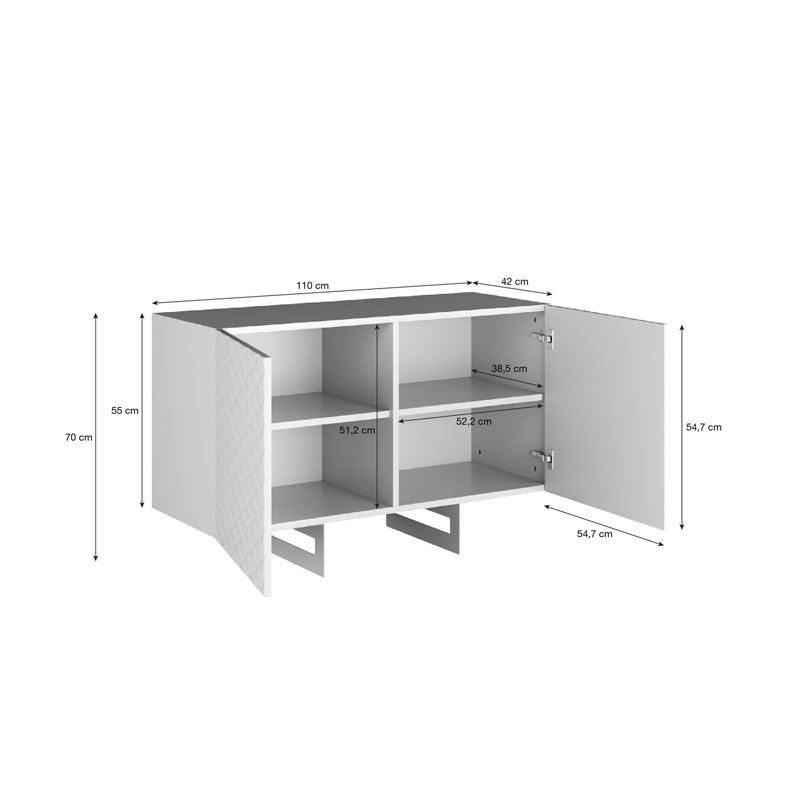 Espute 110cm Sideboard, Concrete/White