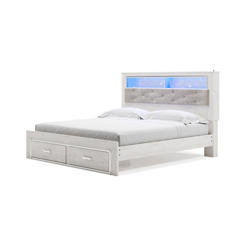Beamond Upholstered Bookcase Bed, King