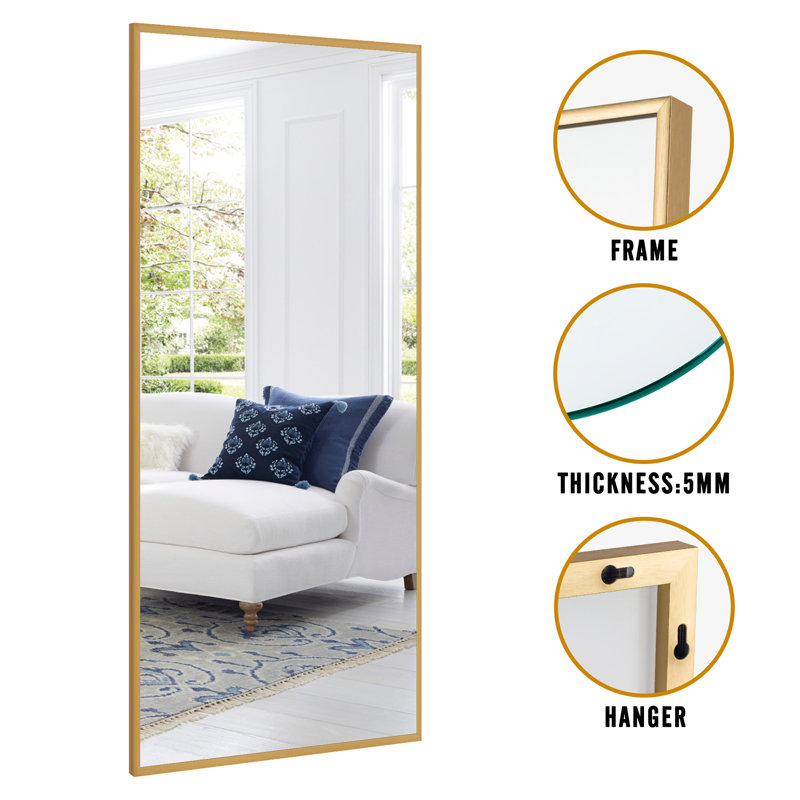 Talma Wood Flat Mirror, 71" H x 32" W, Gold