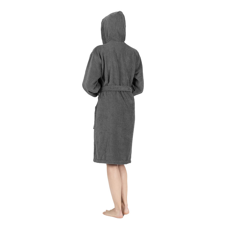 Collection de peignoir unisexe en coton à capuche, M, Gris foncé