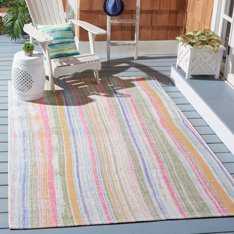 Dossena Performance Striped Indoor/Outdoor Area Rug, Rectangle 8' x 10'5"