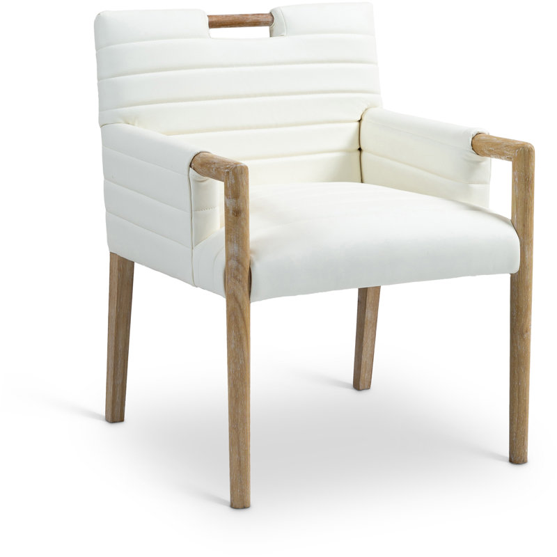 Aimee Vegan Leather Dining Arm Chair, Natural, Cream Vegan Leather