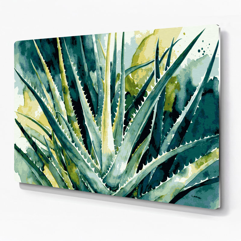 Art mural en métal Botanical Aloe Vera Brown, H 132 po x l 168 po x P 0,05 po