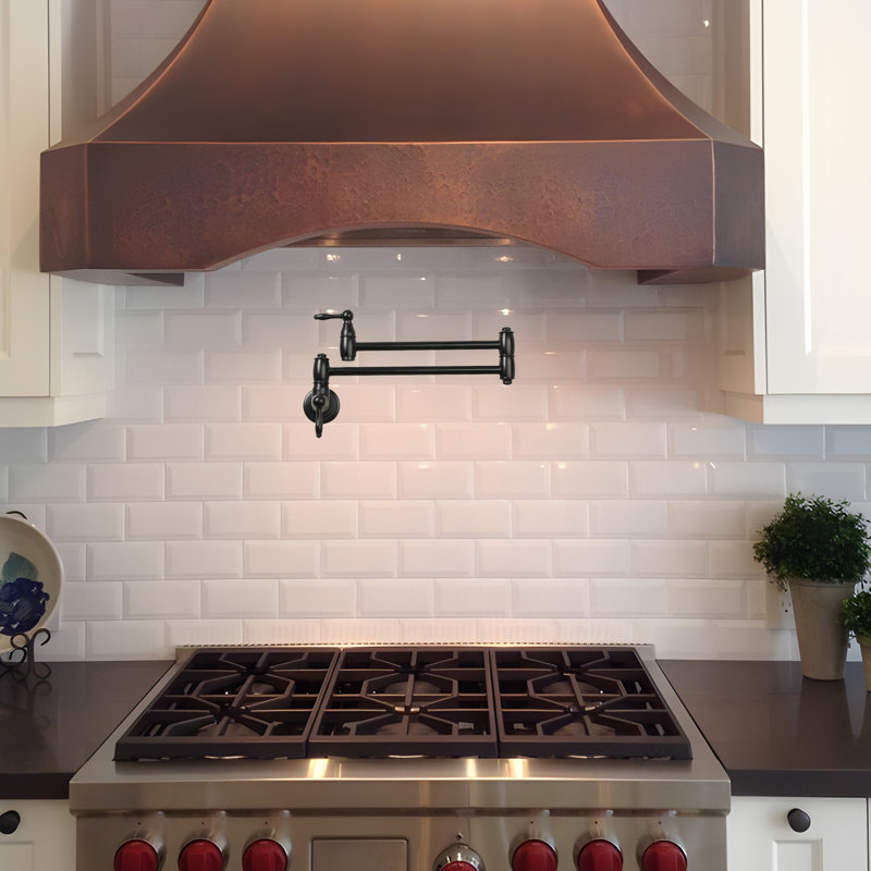 Wall Mount Brass Pot Filler with 2 Handles, Matte Black