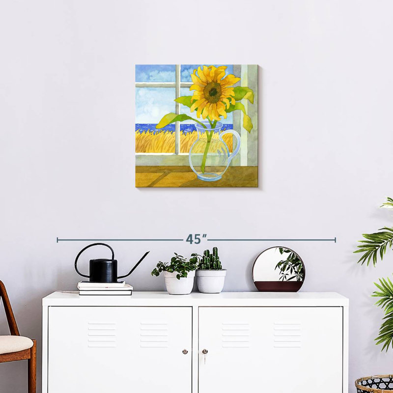 Tournesol dans la fenêtre, H 20 po x l 20 po