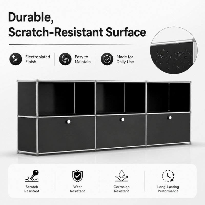 Modular Metal Office Storage Cabinet Drawer Sideboard File Cabinet Dining Cabinet Storage, Black