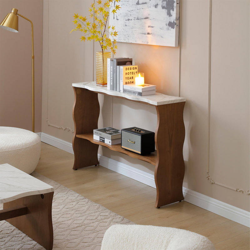 Console moderne 47,24 po Whisper Of Waves avec plateau en marbre blanc (table incluse seulement)
