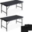 Table pliante d'extérieur noire de 120 cm (4 pieds) pour pique-nique et fêtes, lot de 2, 119 cm (46,9 pouces) de long, 59 cm (23,2 pouces) de large, hauteur réglable, verrouillage par gravité, poignée de transport, pieds en mousse, convient à de multiples activités à l'intérieur.