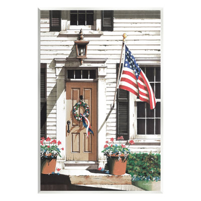 Country House with Flag Wall Plaque Art by John Rossini