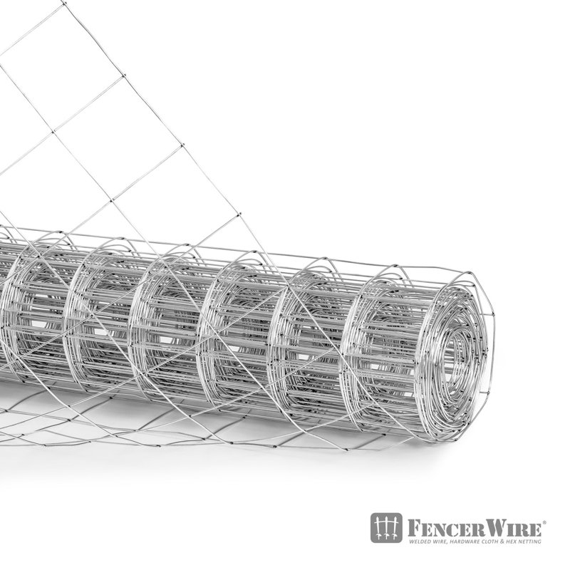 Fencer Wire 12.5 Gauge Galvanized Welded Fence Wire Roll with Mesh Size 4” x 4”, Multiple Options, 4 ft. H x 50 ft. W