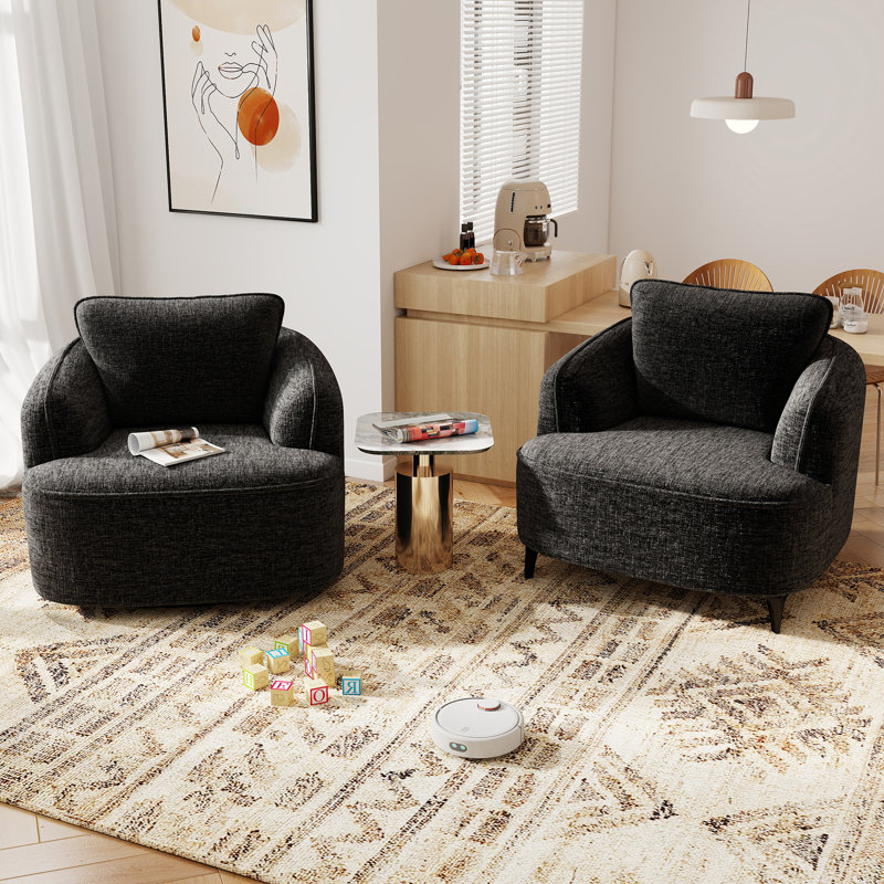 Ensemble de chaises d'appoint pivotantes et fixes 35 po - 2 chaises longues en mousse à mémoire de forme compressée pour le salon et la chambre à coucher
