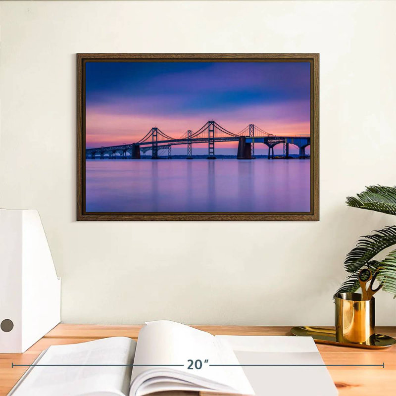 Majestic Chesapeake Bay Bridge, 13" X 9", Floating Frame Walnut