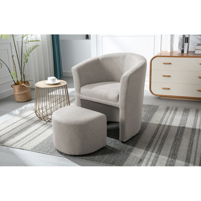Alleria Fabric Accent Chair with Ottoman, Beige