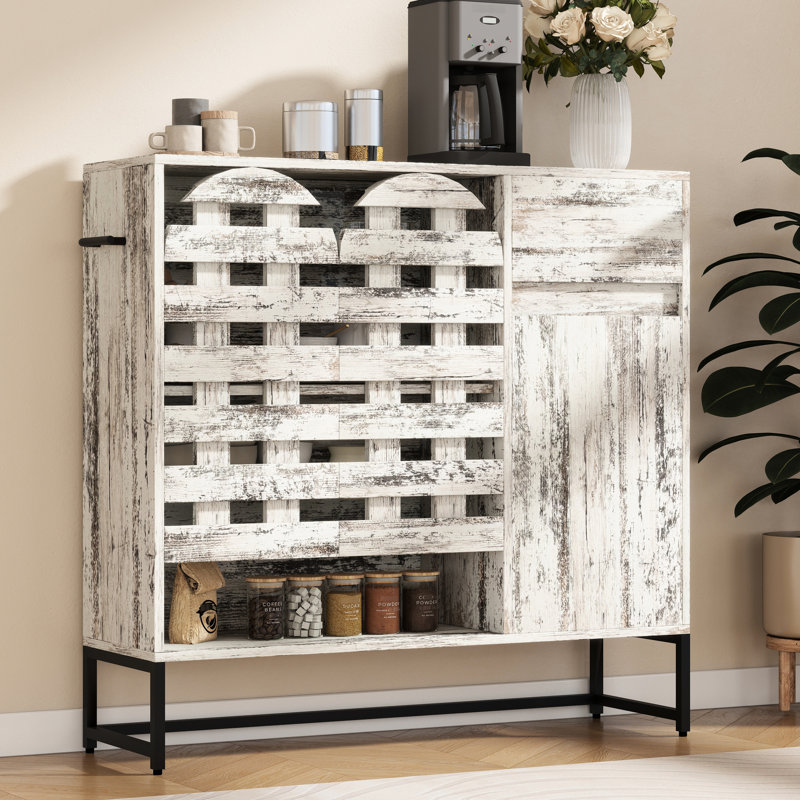 Console de bar 44,3 po avec portes et tiroir Vintage Rustic
