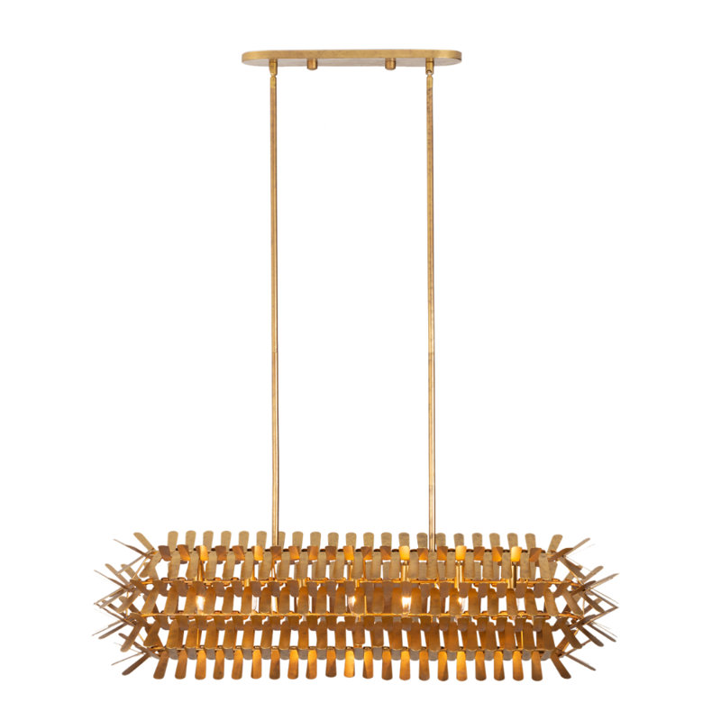 Spur 7 LT Oxidized Gold Leaf Linear Pendant Kalco