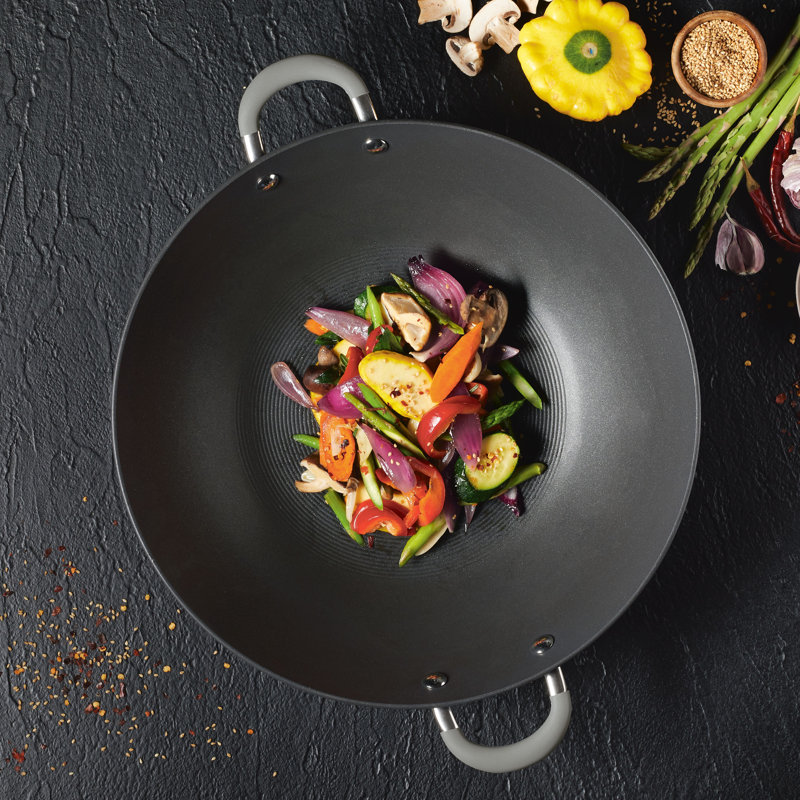 Circulon Elementum Hard Anodized Nonstick Wok with Side Handles and Lid, 14 Inch