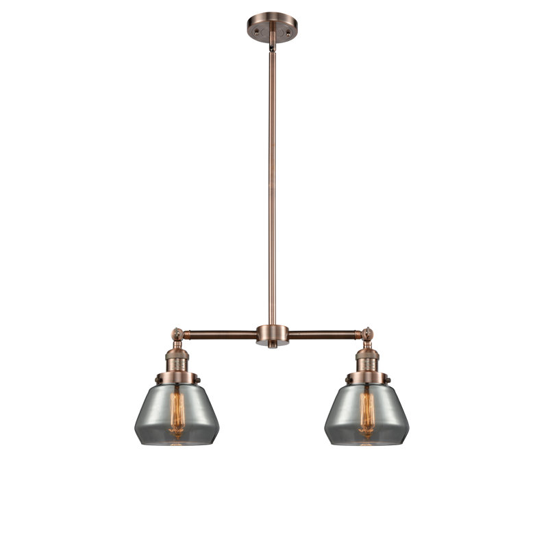 Chill 2 - Light Kitchen Island Pendant, 6 Watt Vinage LED Bulb, Smoked, Antique Copper