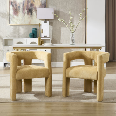 Chaise de salle à manger rembourrée avec chaises d'appoint et chaises de baril pour le salon 2 pièces / ensemble