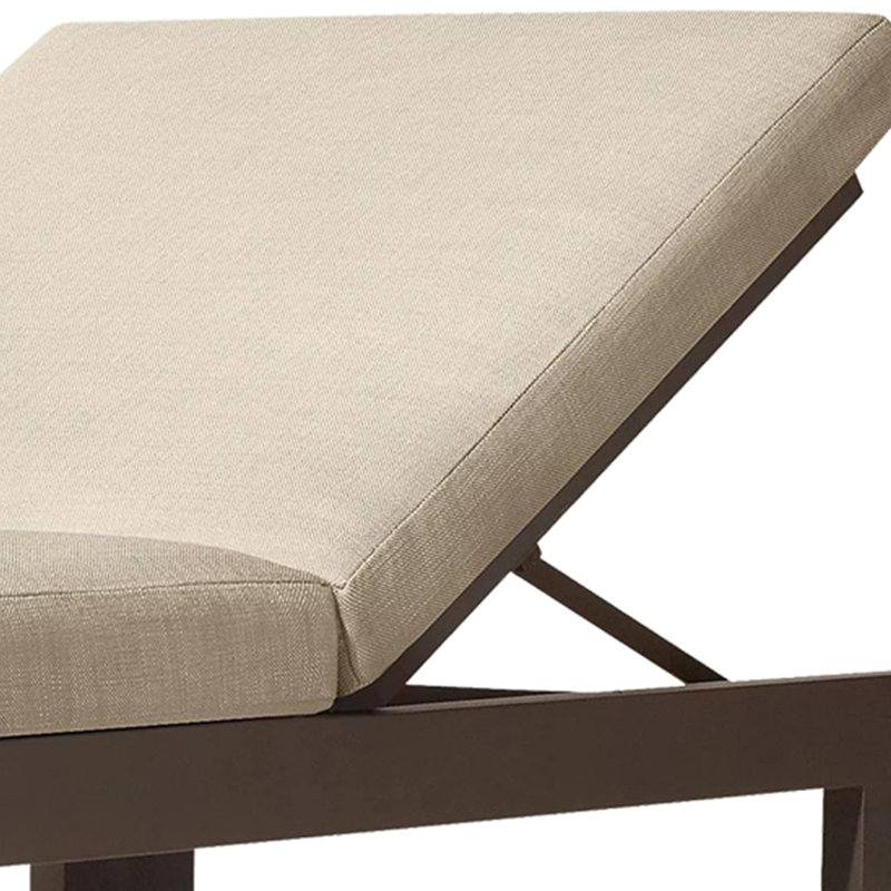 Aluminum Outdoor Sunbed Outdoor Metal Chaise Lounge , Cushion Included, Tan