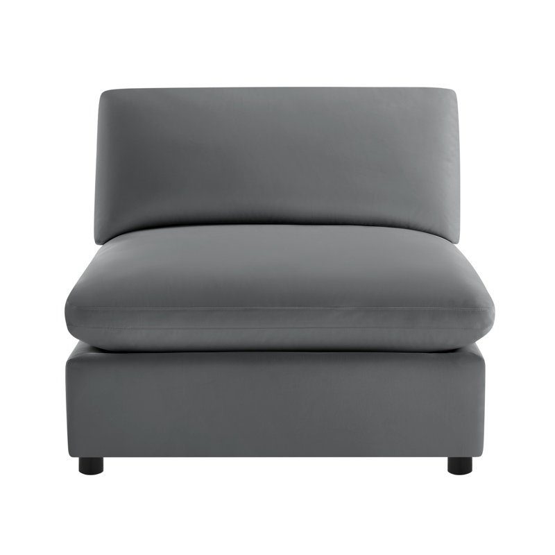 Caylie Armless Slipper Chair - Charcoal, Gray Polyester