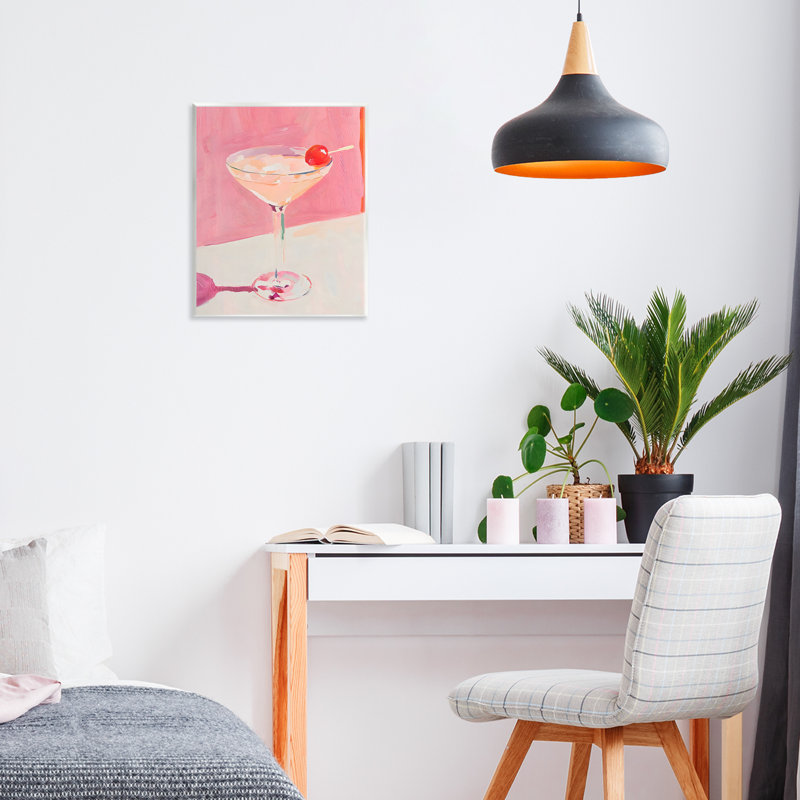 Pink Cherry Cocktail Wall Plaque, design by Riley B