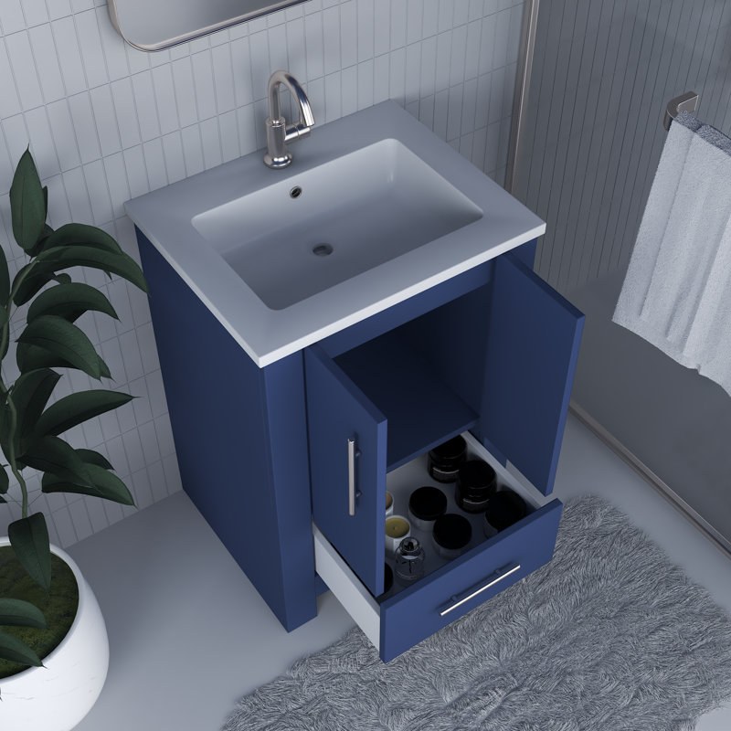 Ensemble de meuble-lavabo simple 24 po Boston, Bleu marine