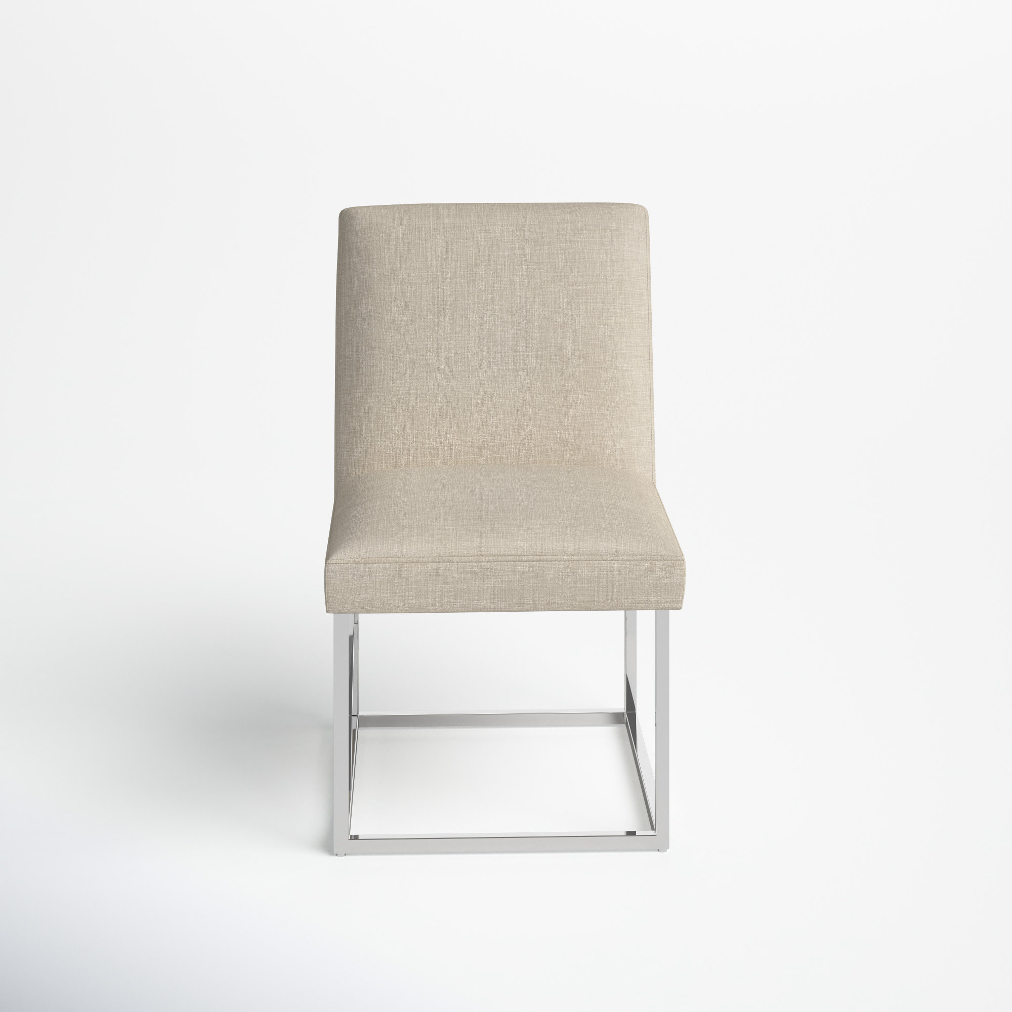 Athens Upholstered Stainless Steel Side Chair, Taupe 100% Polyester, Silver