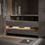 Meuble-lavabo flottant 60 po avec lavabo double, lumière DEL, armoire en chêne massif et plateau en faux marbre 60 po - vert ou blanc brillant-1460127117