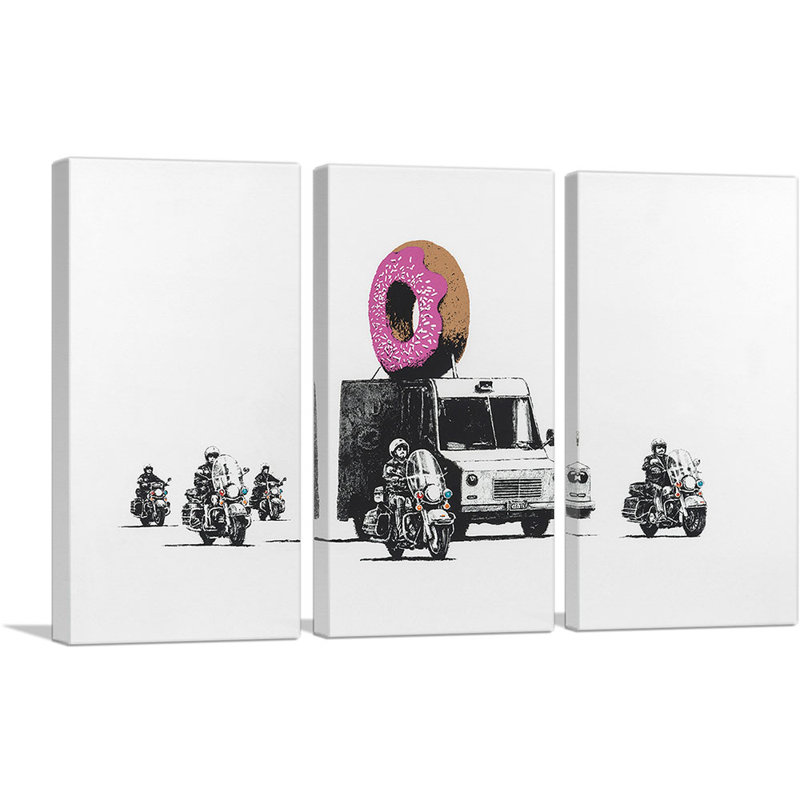 «Donut Police» par Banksy - ensemble de 3 impressions sur toile tendue, H 40 po x l 60 po x P 0,75 po