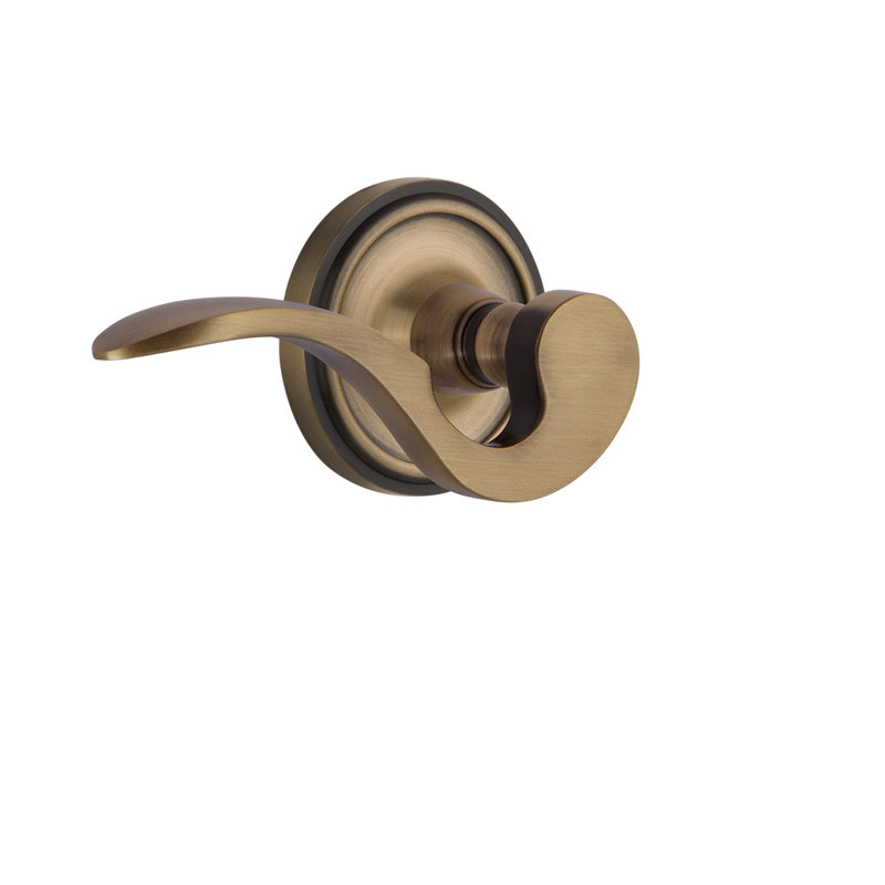 Classic Rosette Privacy (Bed & Bath) with Manor Lever, Antique Brass, Left, 2.75"