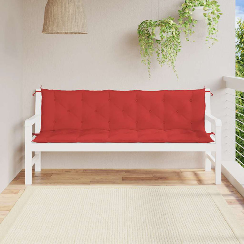 Garden Bench Cushion Set of 2 Red Oxford Fabric 100 Percent Polyester Outdoor Bench Cushions, Fabric - Red
