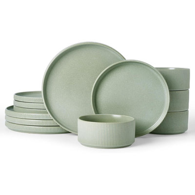 12-Piece Stoneware Dinnerware Sets for 4 Dishwasher Safe