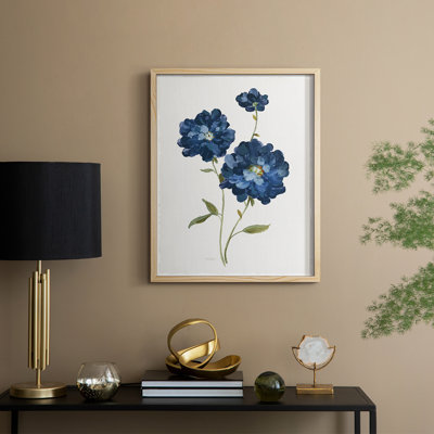 Blue Mums Framed Print - Solid Wood