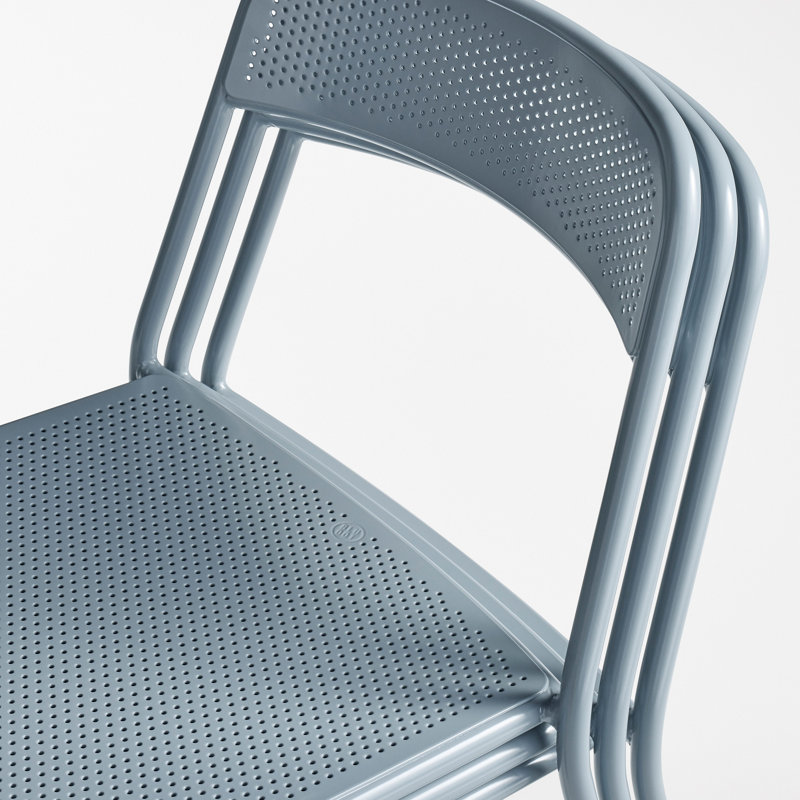 Trim Outdoor Dining Side Chair, Gray Blue