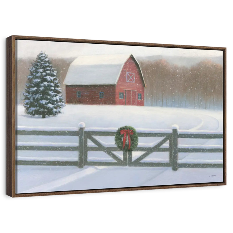 Affinité de Noël VI, 13 po x 9 po, Cadre flottant en noyer