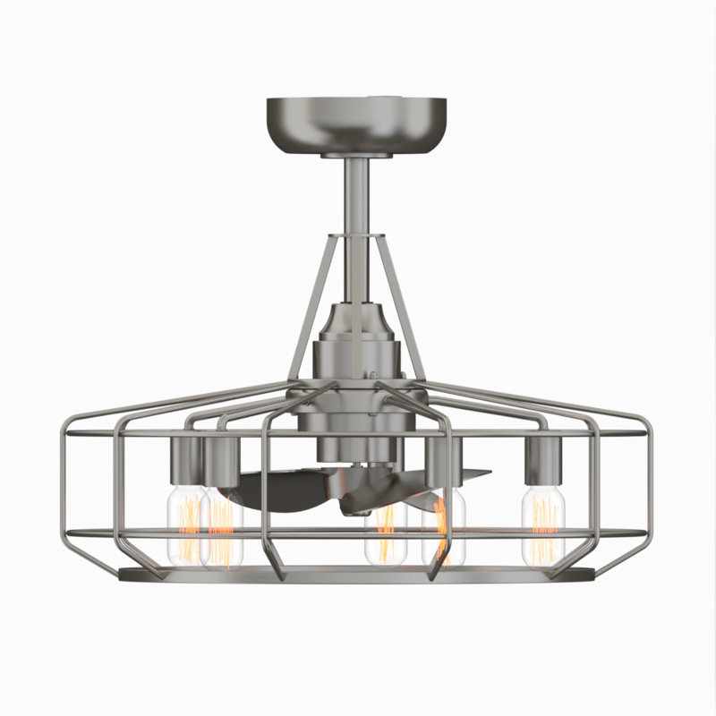 Ventilateur de plafond intérieur / extérieur Dilbert 24 po avec ampoule DEL, Argenté