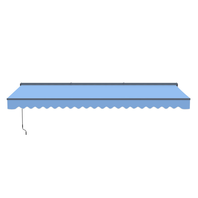 Semi-Cassette Motorized Patio Awning with LED Lights - Moroccan Collection , Sky Blue, 16' W x 10' D