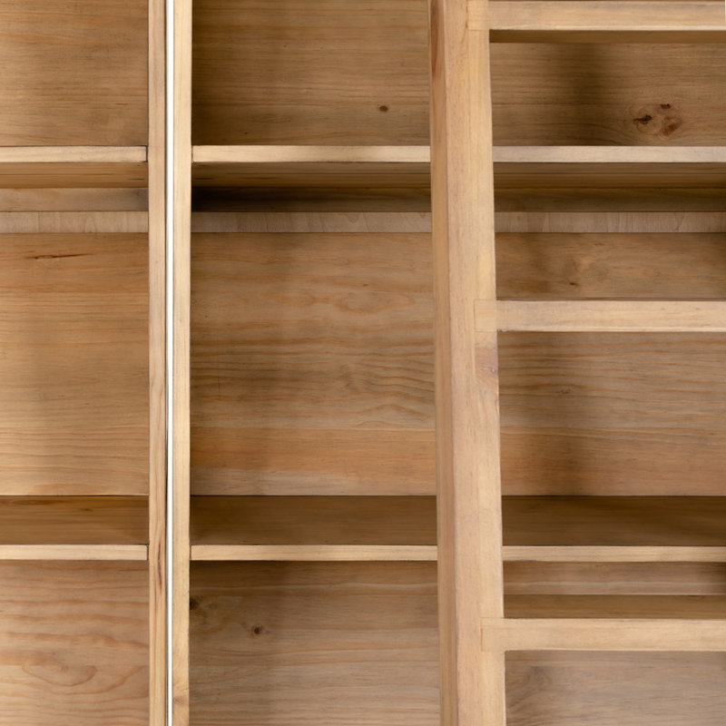 Bane Solid Wood Bookcase, Smoked Pine