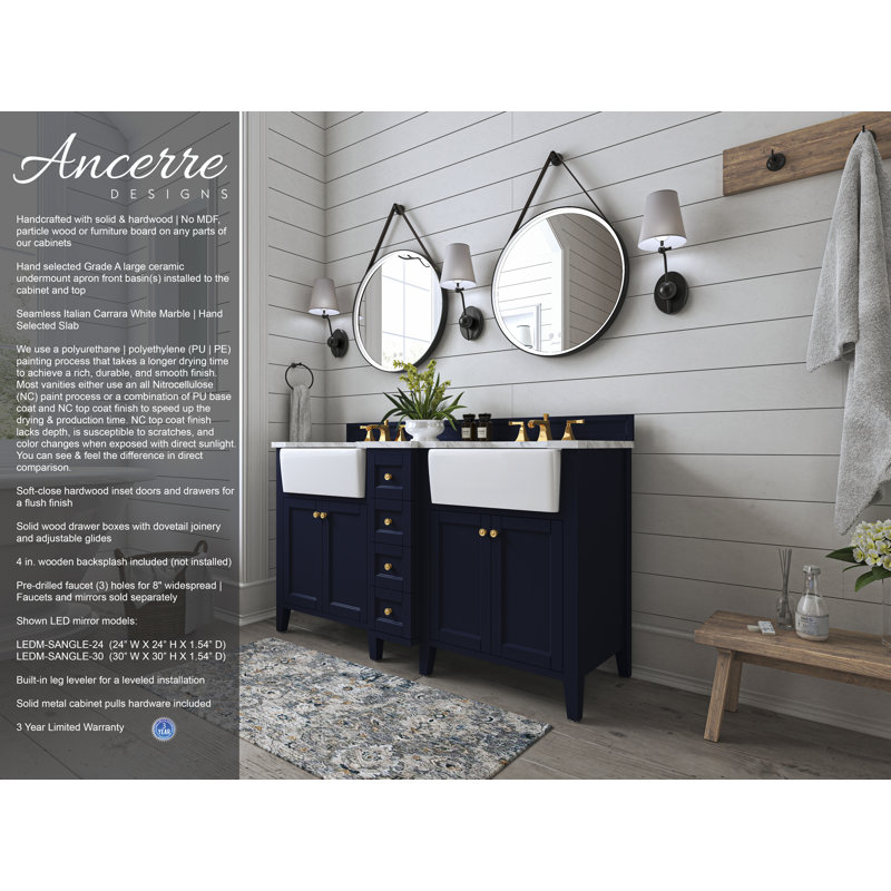 Adeline 60 in. Handmade Double Vanity, Heritage Blue